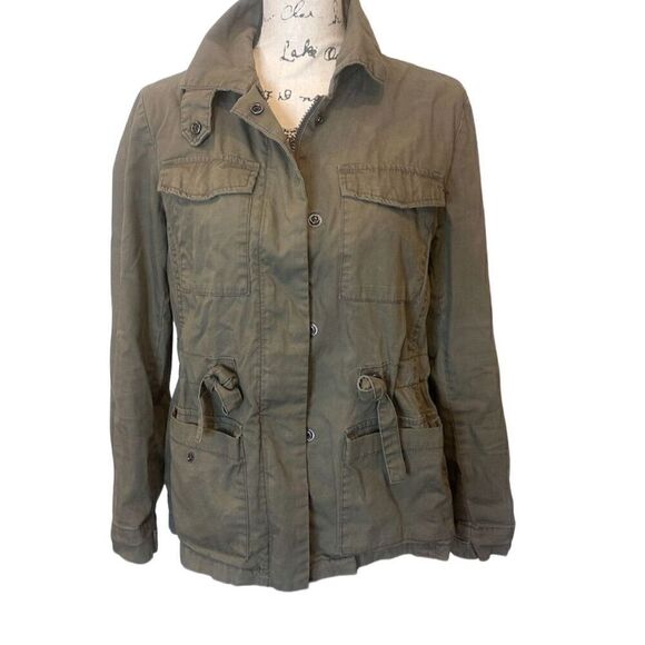 GAP Jackets & Blazers - GAP Women's Olive Green Military Jacket M Cargo Pockets Distressed Snap Closure